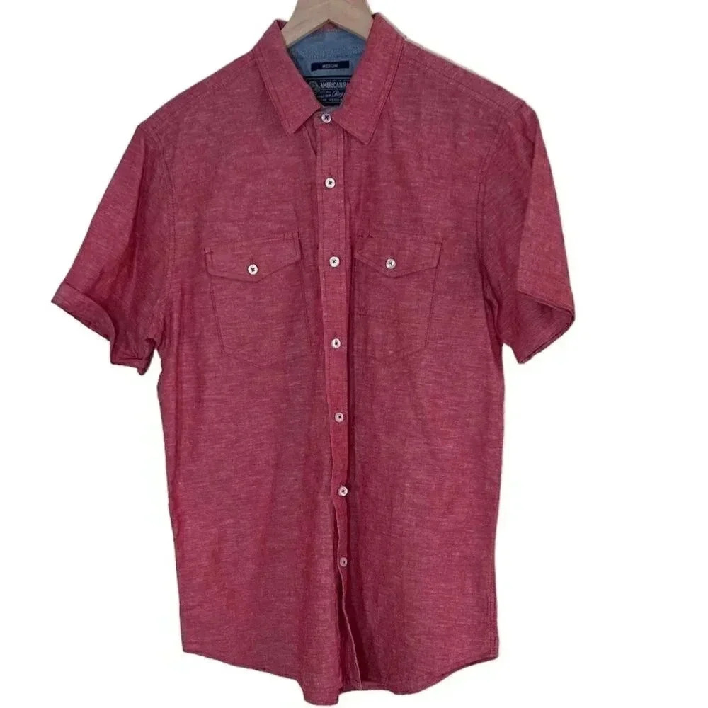 2/$30 American Rag Size Medium Linen Cotton Men’s Button Down Shirt